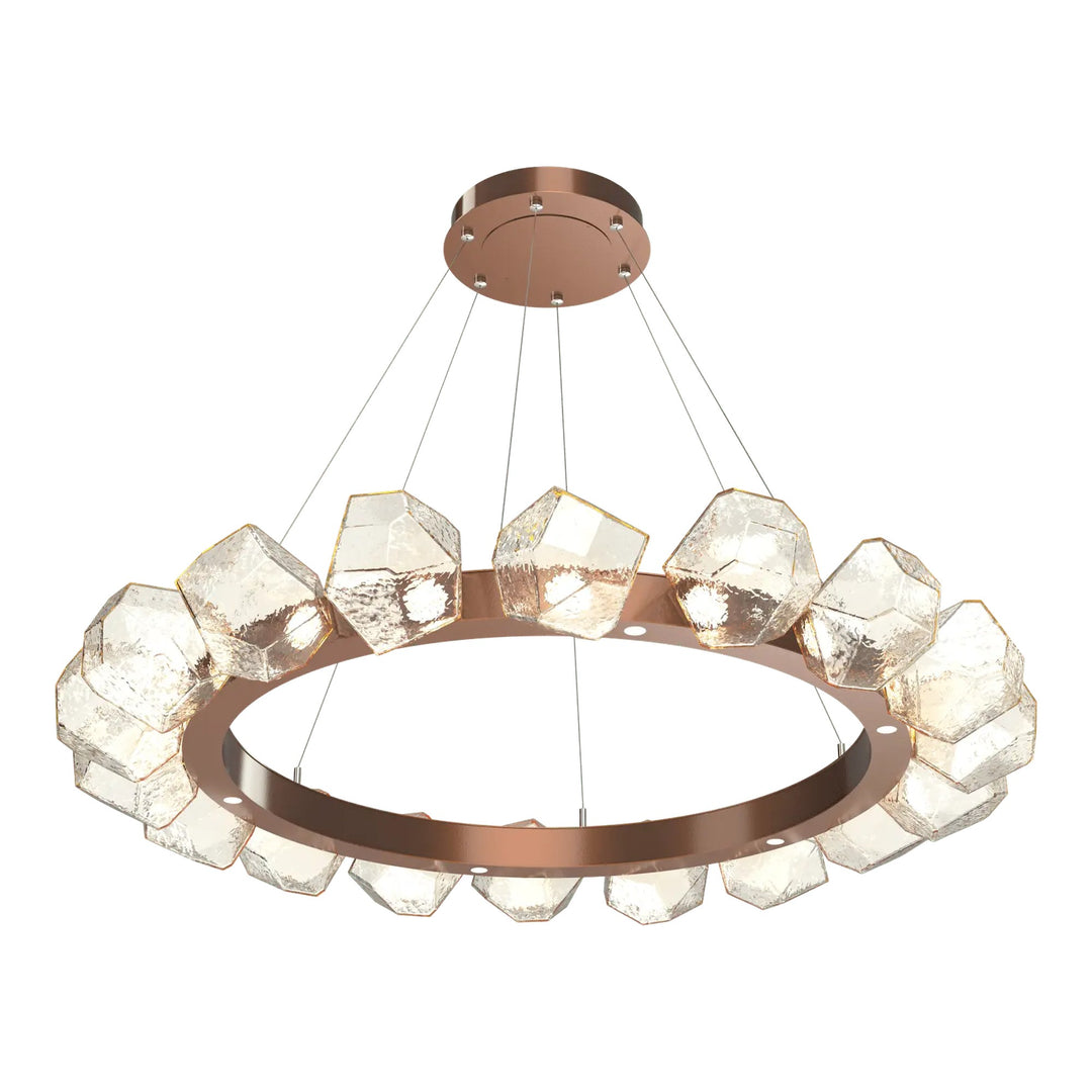 Gem Radial Ring Chandelier by Hammerton Studio in Burnished Bronze with Amber glass (Large)