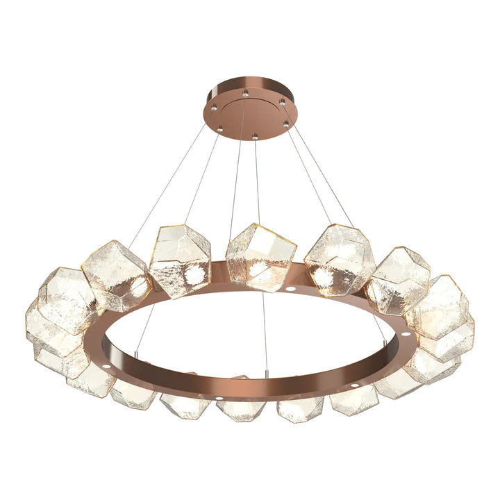 Gem Radial Ring Chandelier by Hammerton Studio in Burnished Bronze with Amber glass (Large)