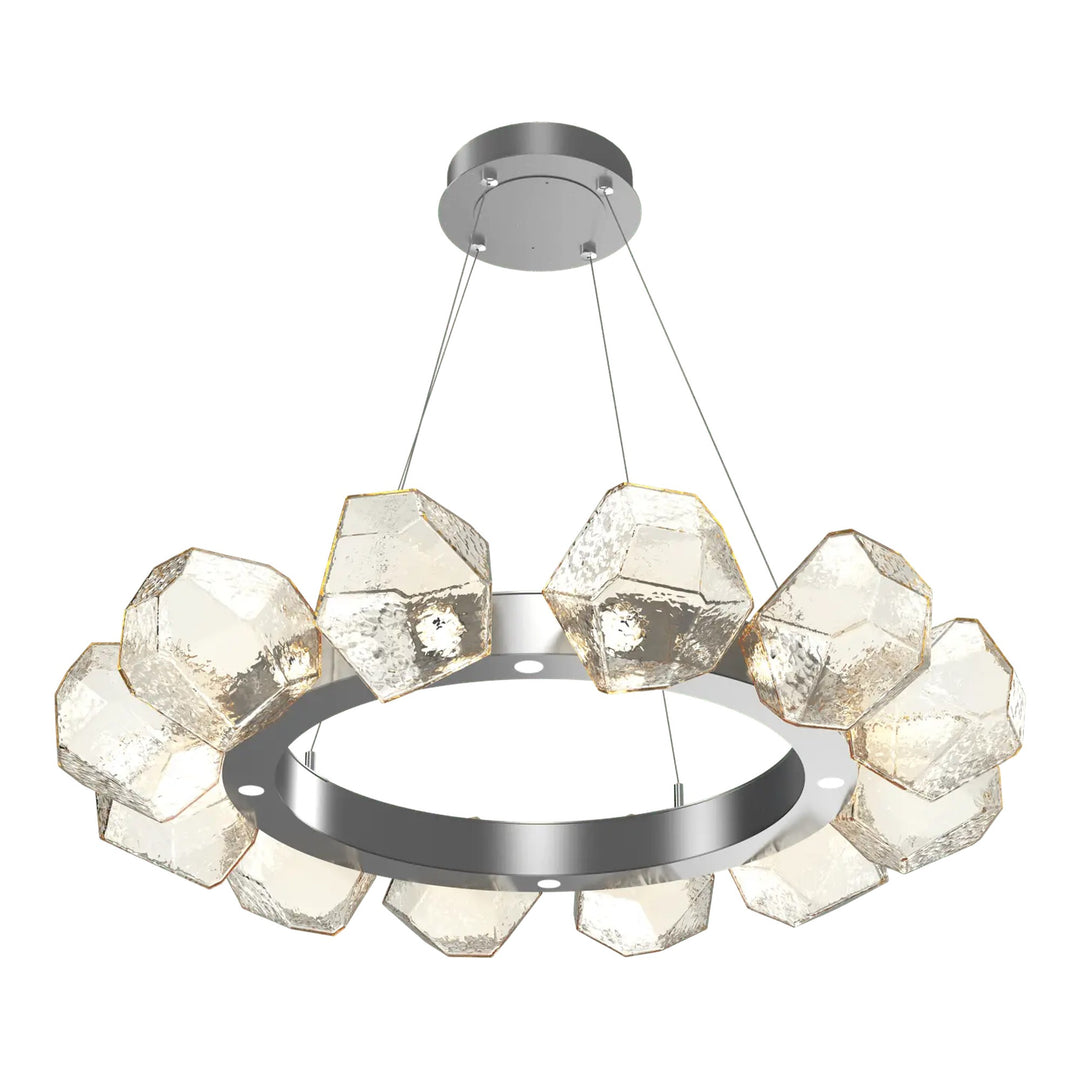 Gem Radial Ring Chandelier by Hammerton Studio in Classic Silver with Amber glass (Medium)
