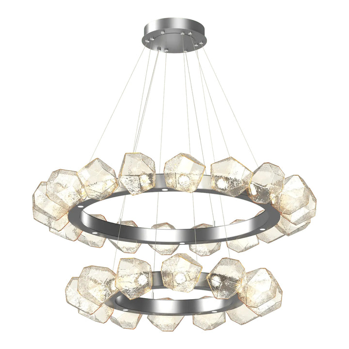 Gem Radial Ring Chandelier by Hammerton Studio in Classic Silver with Amber glass (Two-Tier)