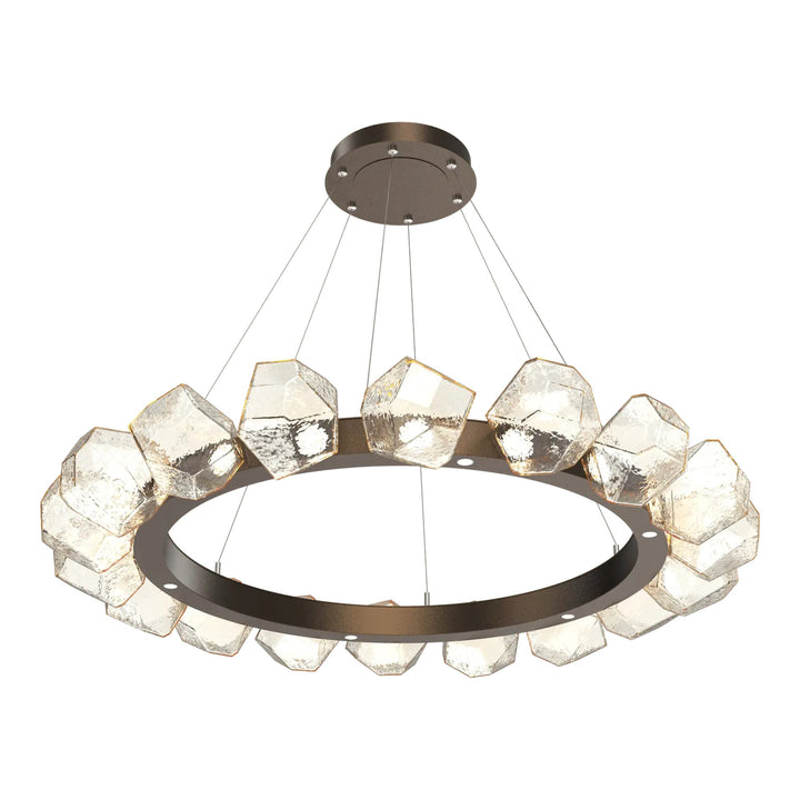 Gem Radial Ring Chandelier by Hammerton Studio in Flat Bronze with Amber glass (Large)