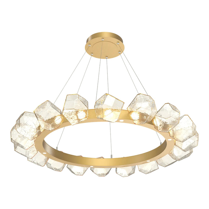 Gem Radial Ring Chandelier by Hammerton Studio in Gilded Brass with Amber glass (Large)