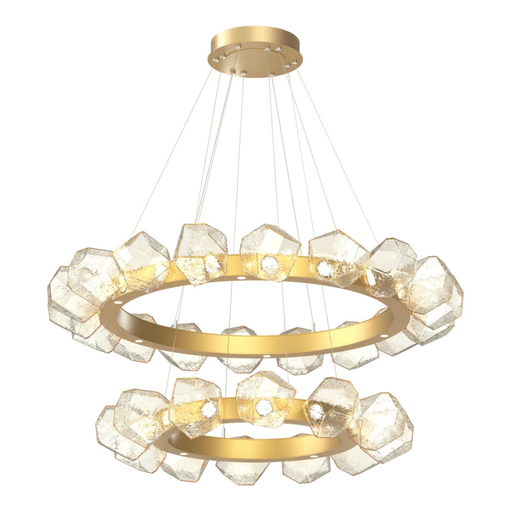 Gem Radial Ring Chandelier by Hammerton Studio in Gilded Brass with Amber glass (Two-Tier)