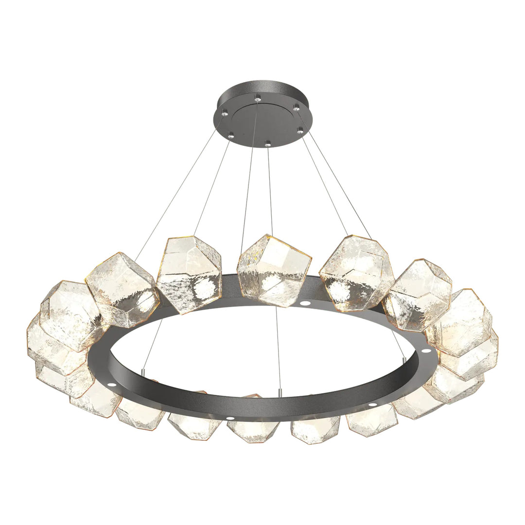 Gem Radial Ring Chandelier by Hammerton Studio in Graphite with Amber glass (Large)