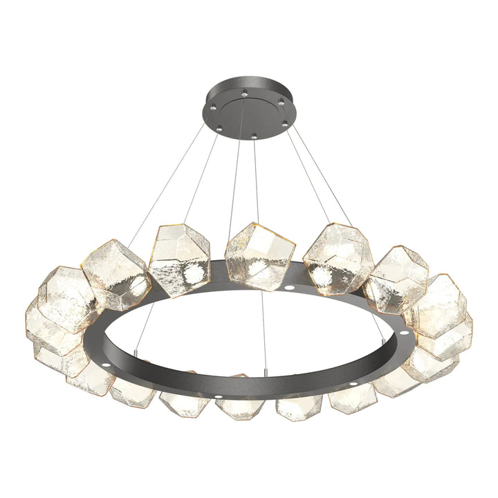 Gem Radial Ring Chandelier by Hammerton Studio in Graphite with Amber glass (Large)