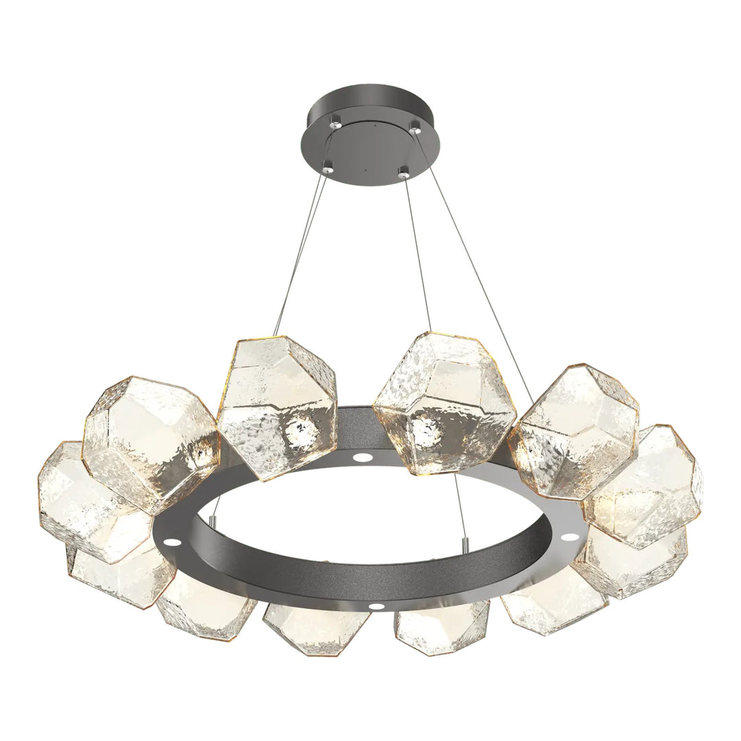 Gem Radial Ring Chandelier by Hammerton Studio in Graphite with Amber glass (Medium)