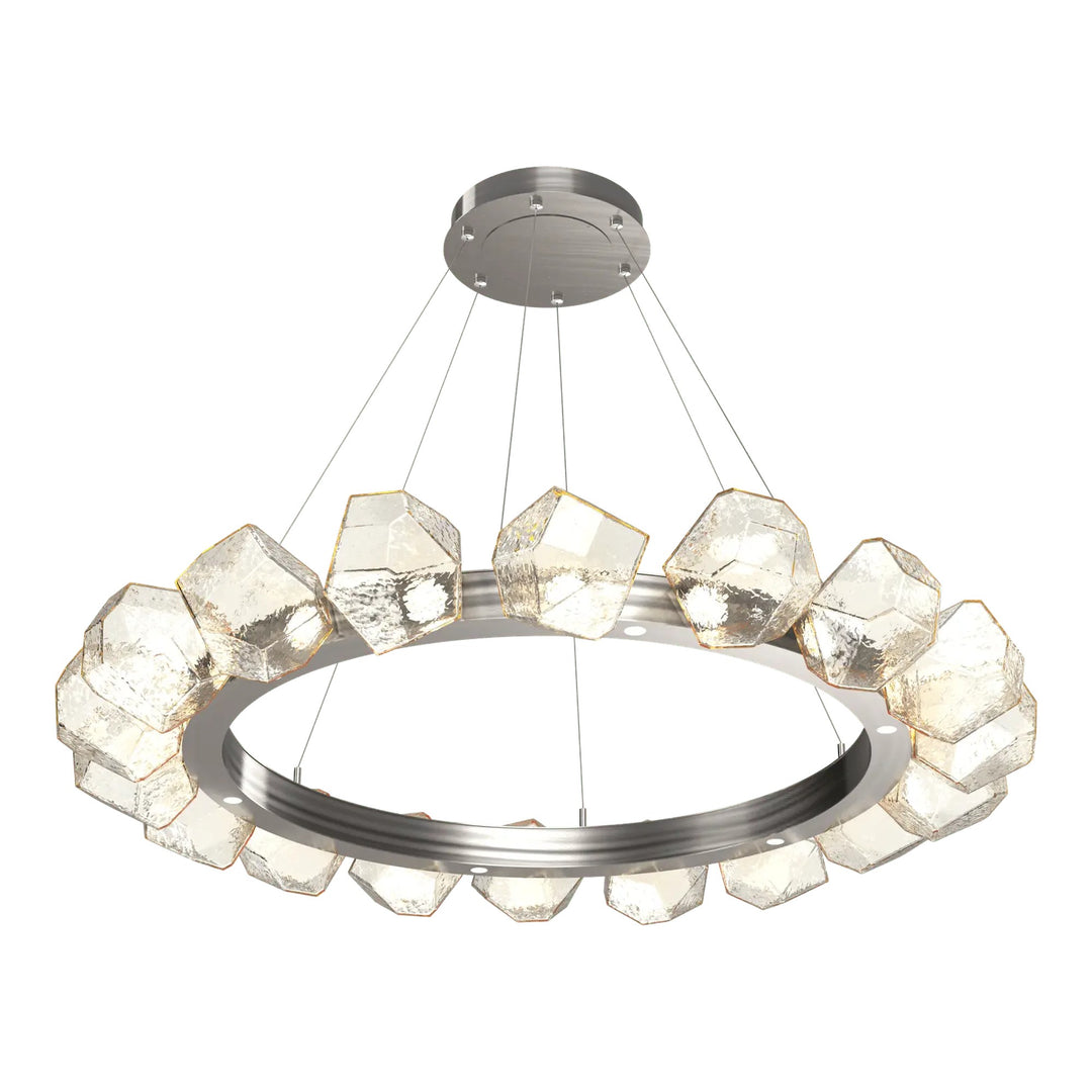 Gem Radial Ring Chandelier by Hammerton Studio in Gunmetal with Amber glass (Large)