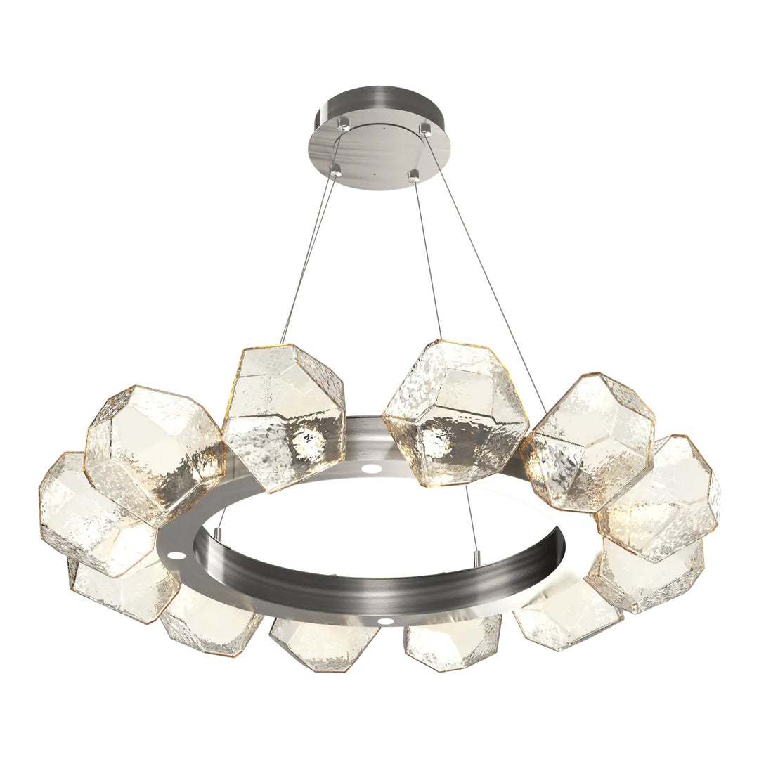 Gem Radial Ring Chandelier by Hammerton Studio in Gunmetal with Amber glass (Medium)