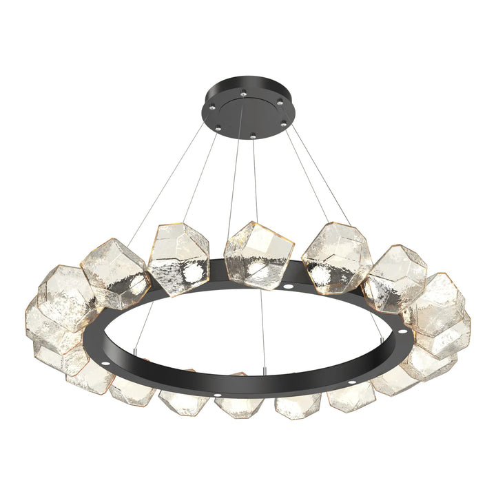 Gem Radial Ring Chandelier by Hammerton Studio in Matte Black with Amber glass (Large)