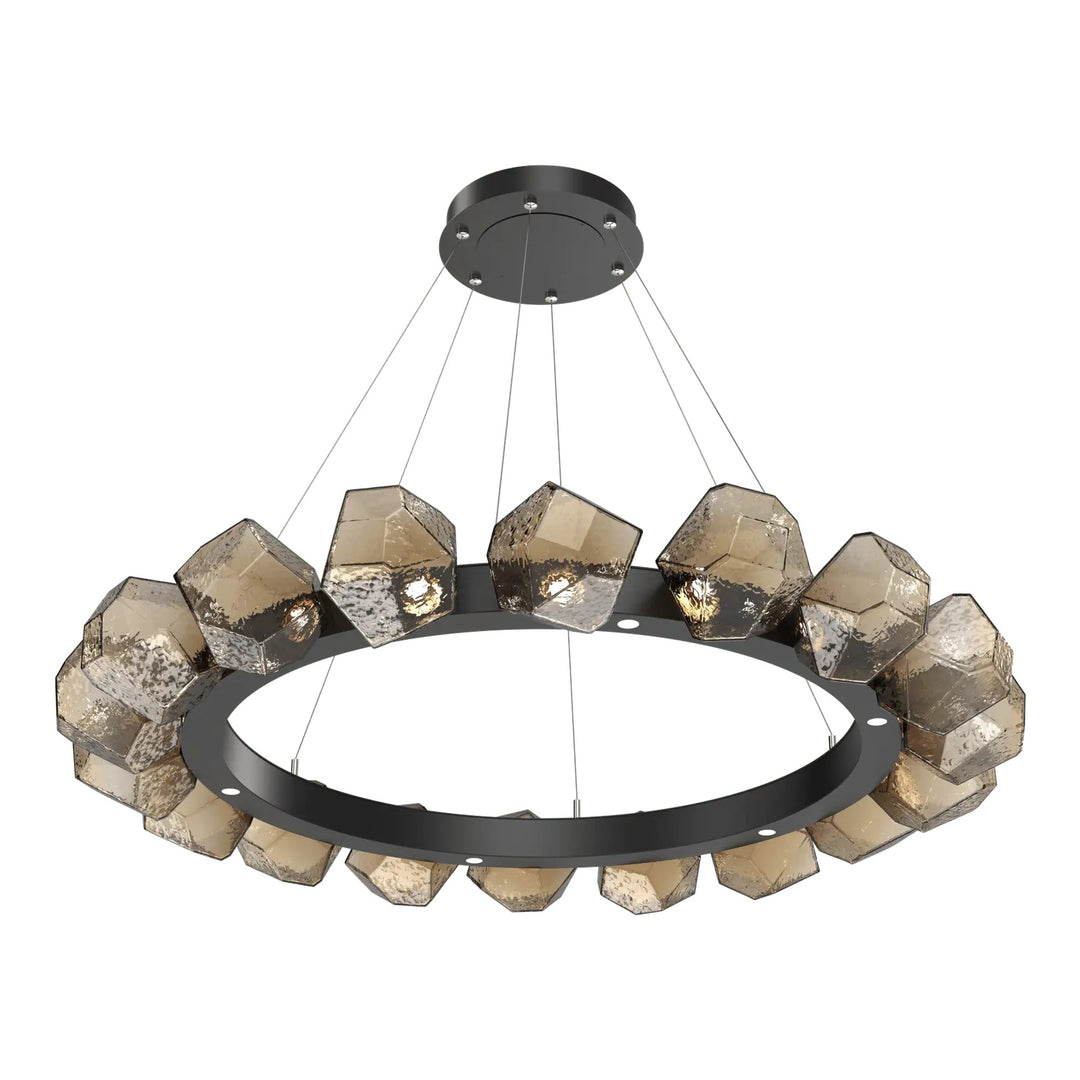 Gem Radial Ring Chandelier by Hammerton Studio in Matte Black with Bronze glass