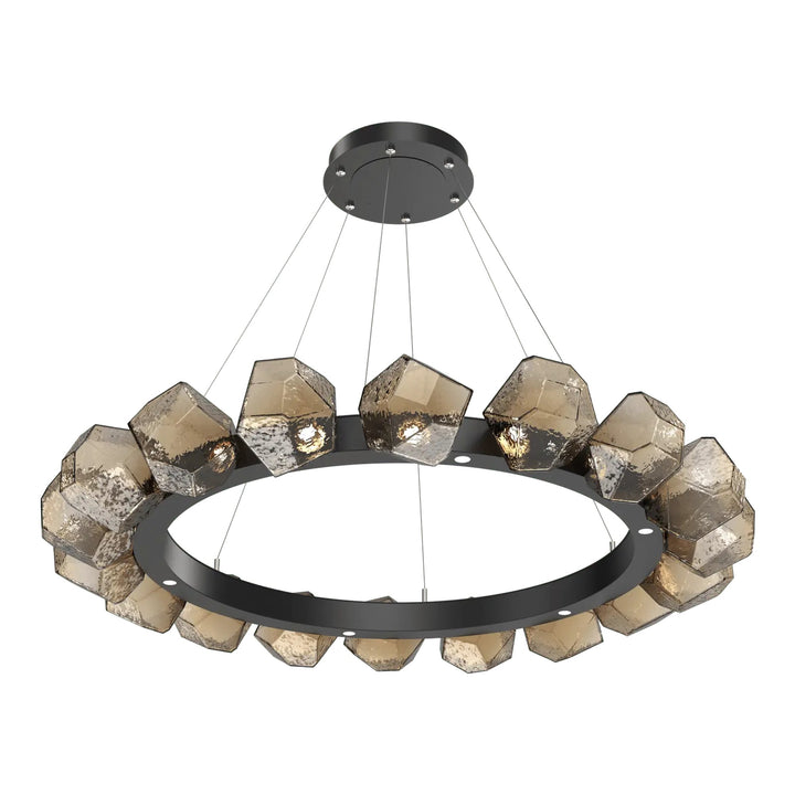 Gem Radial Ring Chandelier by Hammerton Studio in Matte Black with Bronze glass