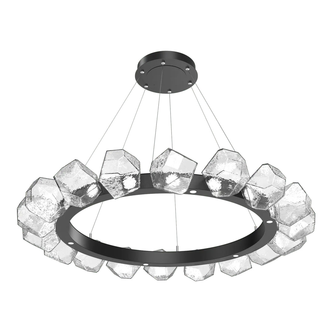 Gem Radial Ring Chandelier by Hammerton Studio in Matte Black with Clear glass