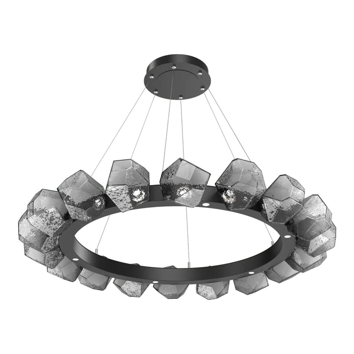 Gem Radial Ring Chandelier by Hammerton Studio in Matte Black with Smoke glass