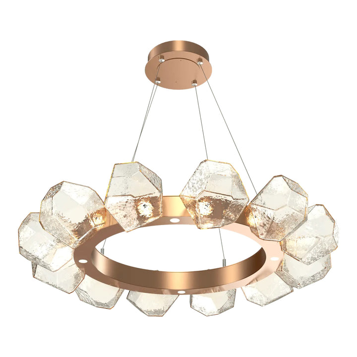 Gem Radial Ring Chandelier by Hammerton Studio in Novel Brass with Amber glass (Medium)