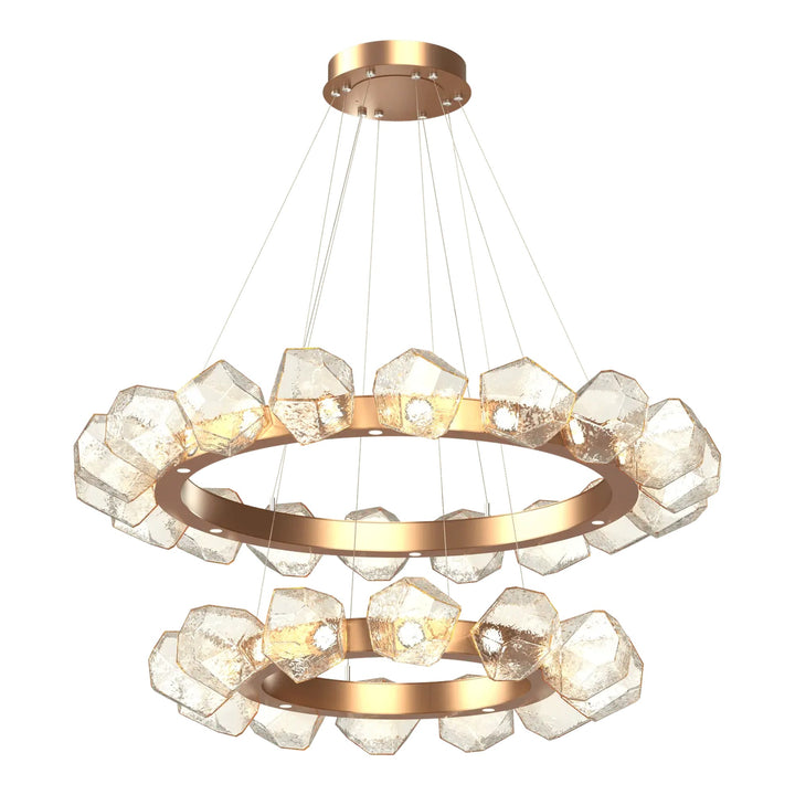 Gem Radial Ring Chandelier by Hammerton Studio in Novel Brass with Amber glass (Two-Tier)