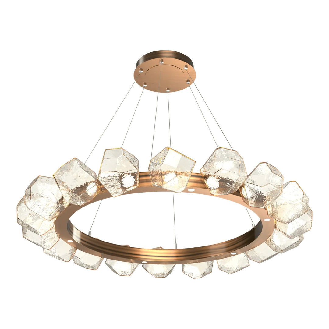 Gem Radial Ring Chandelier by Hammerton Studio in Oil-Rubbed Bronze with Amber glass (Large)