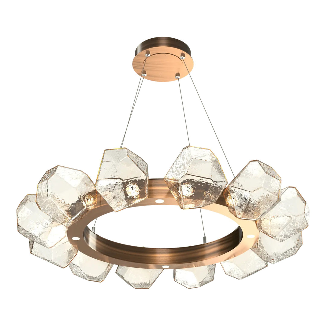 Gem Radial Ring Chandelier by Hammerton Studio in Oil-Rubbed Bronze with Amber glass (Medium)