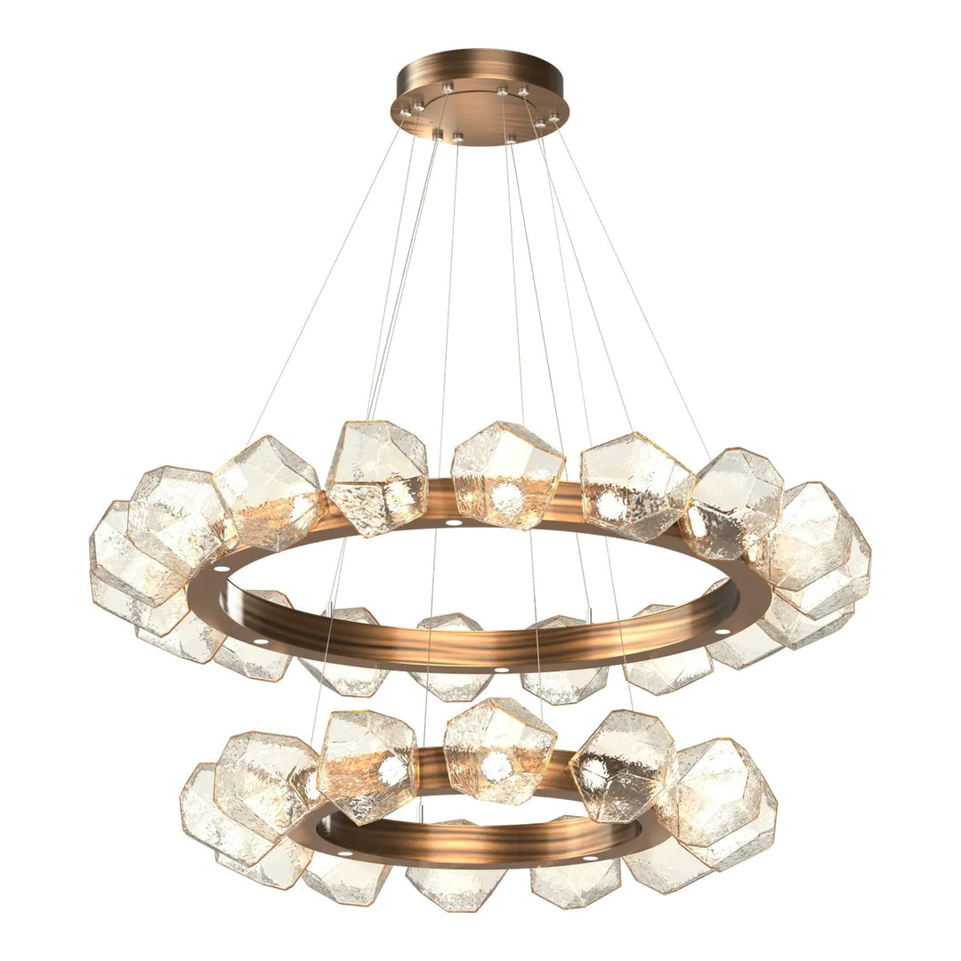 Gem Radial Ring Chandelier by Hammerton Studio in Oil-Rubbed Bronze with Amber glass (Two-Tier)