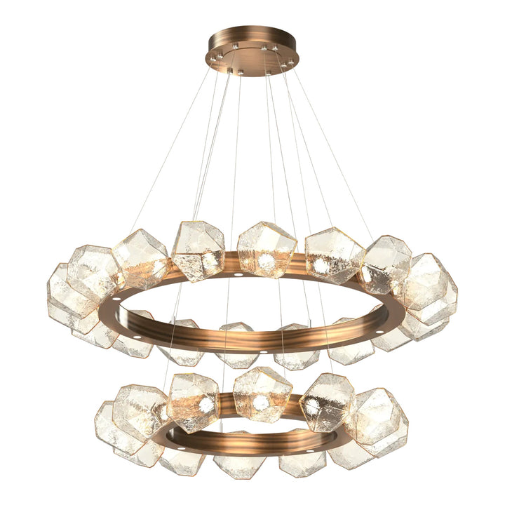 Gem Radial Ring Chandelier by Hammerton Studio in Oil-Rubbed Bronze with Amber glass (Two-Tier)