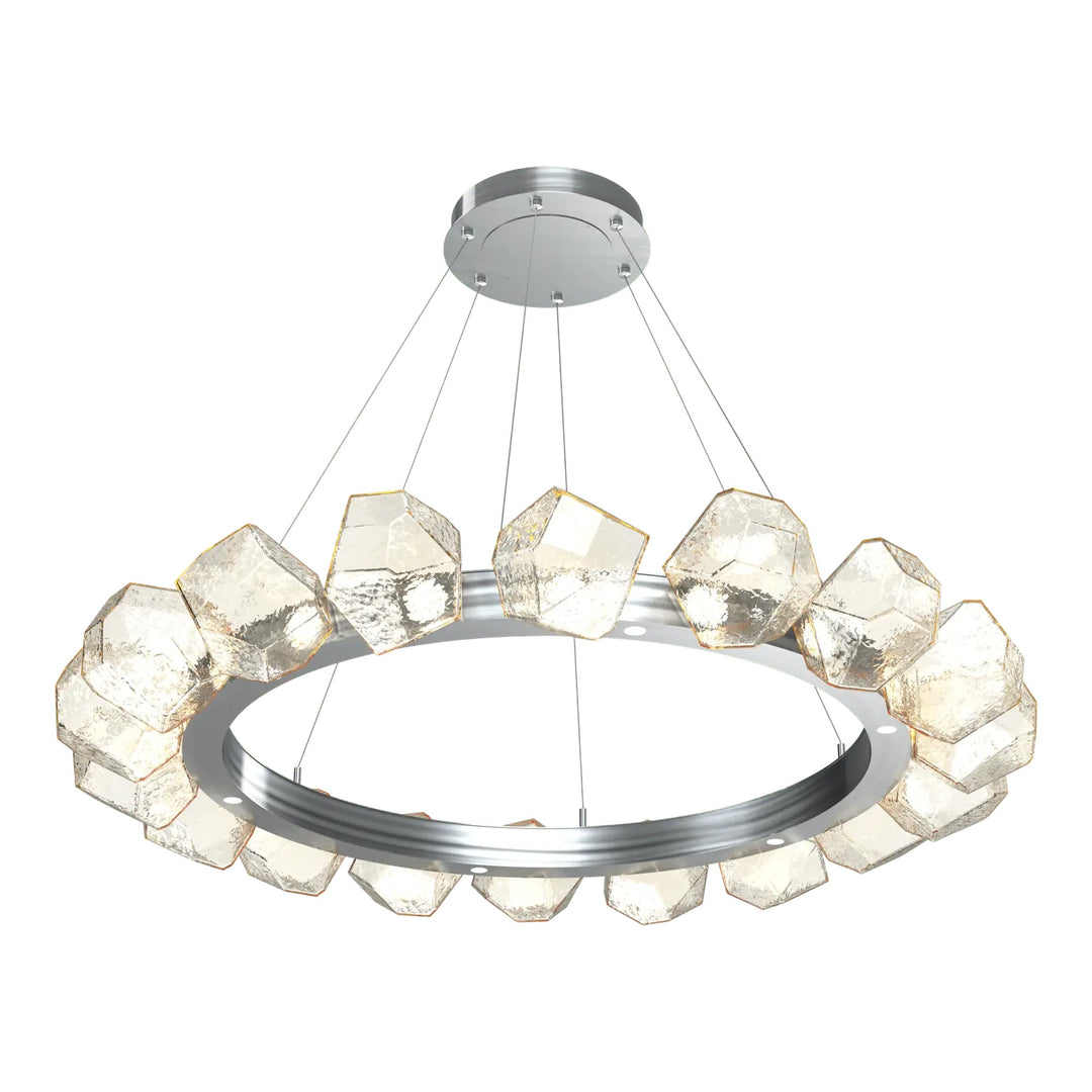 Gem Radial Ring Chandelier by Hammerton Studio in Satin Nickel with Amber glass (Large)