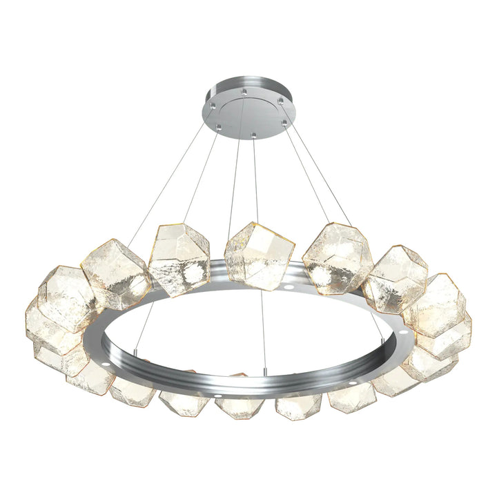 Gem Radial Ring Chandelier by Hammerton Studio in Satin Nickel with Amber glass (Large)