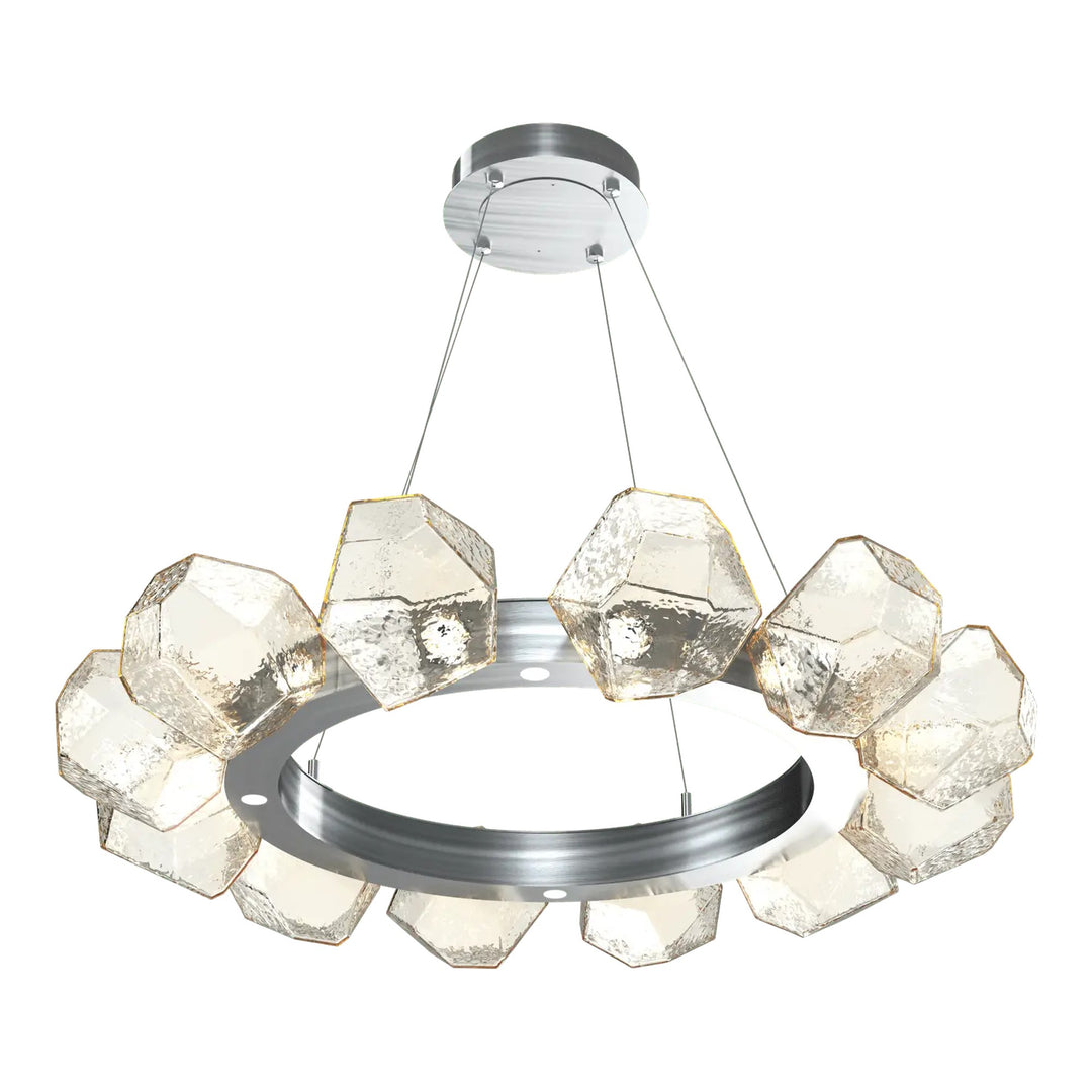Gem Radial Ring Chandelier by Hammerton Studio in Satin Nickel with Amber glass (Medium)