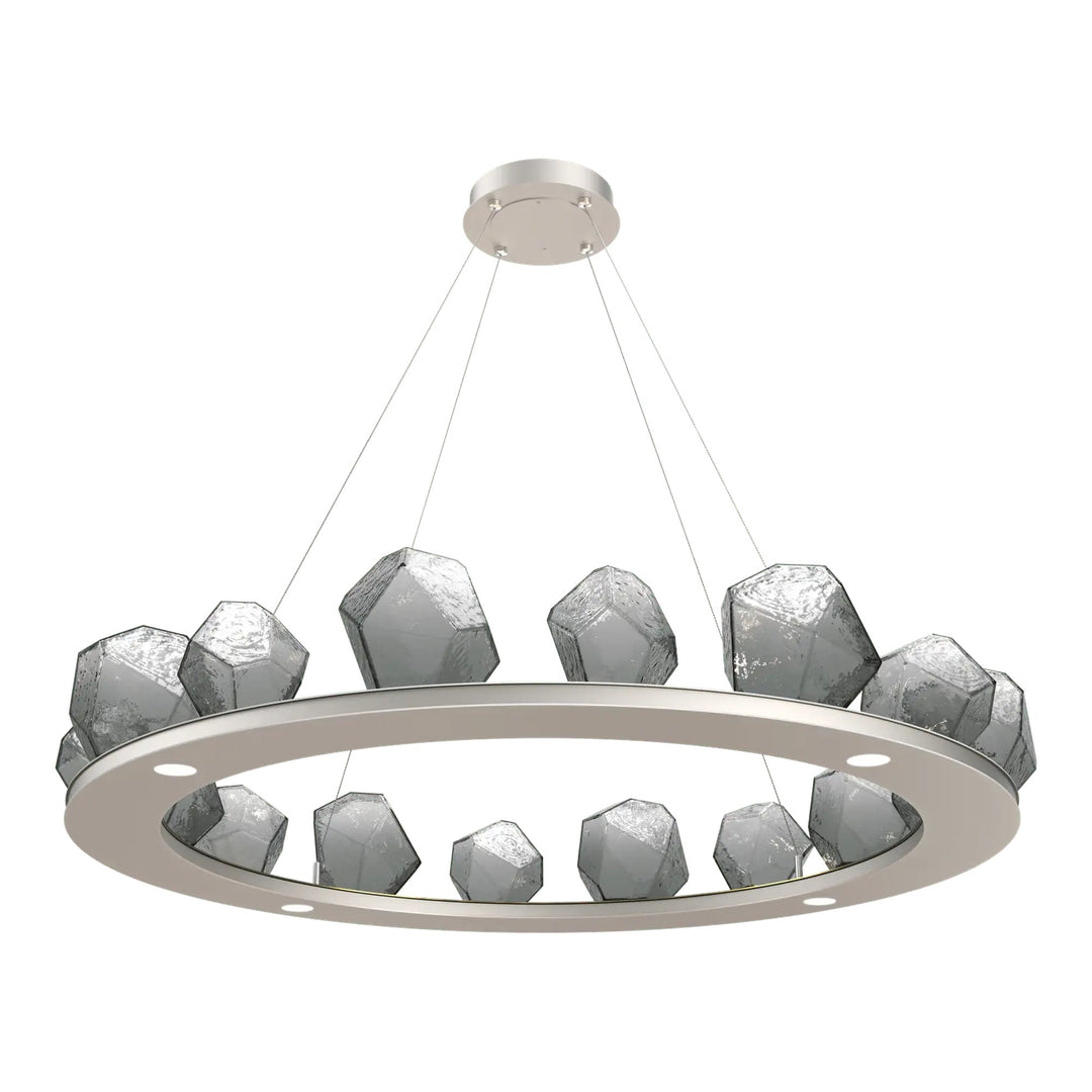 Gem Ring Chandelier by Hammerton Studio in Beige Silver with Smoke glass (Large)