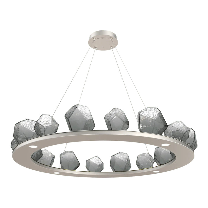 Gem Ring Chandelier by Hammerton Studio in Beige Silver with Smoke glass (Large)