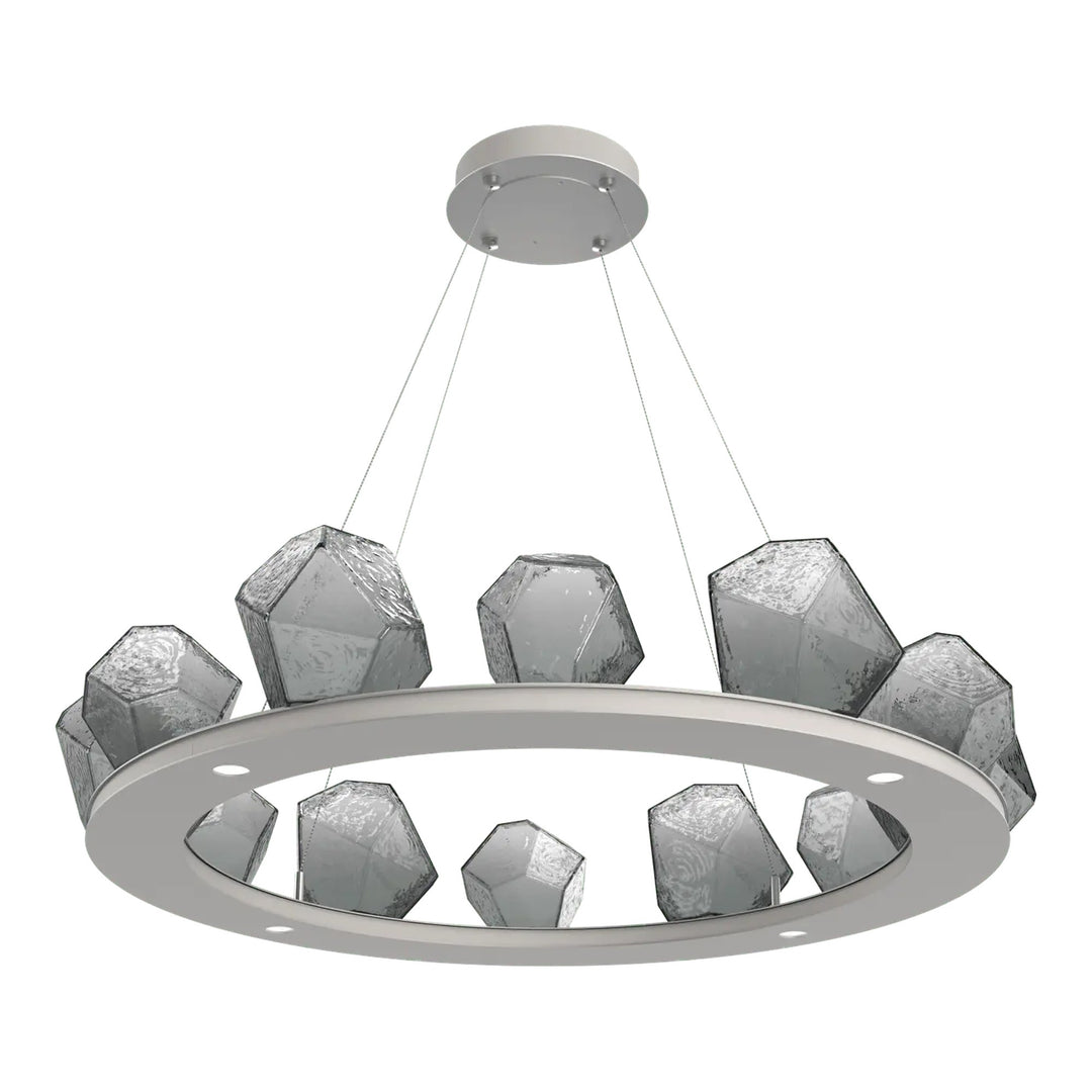 Gem Ring Chandelier by Hammerton Studio in Beige Silver with Smoke glass (Medium)
