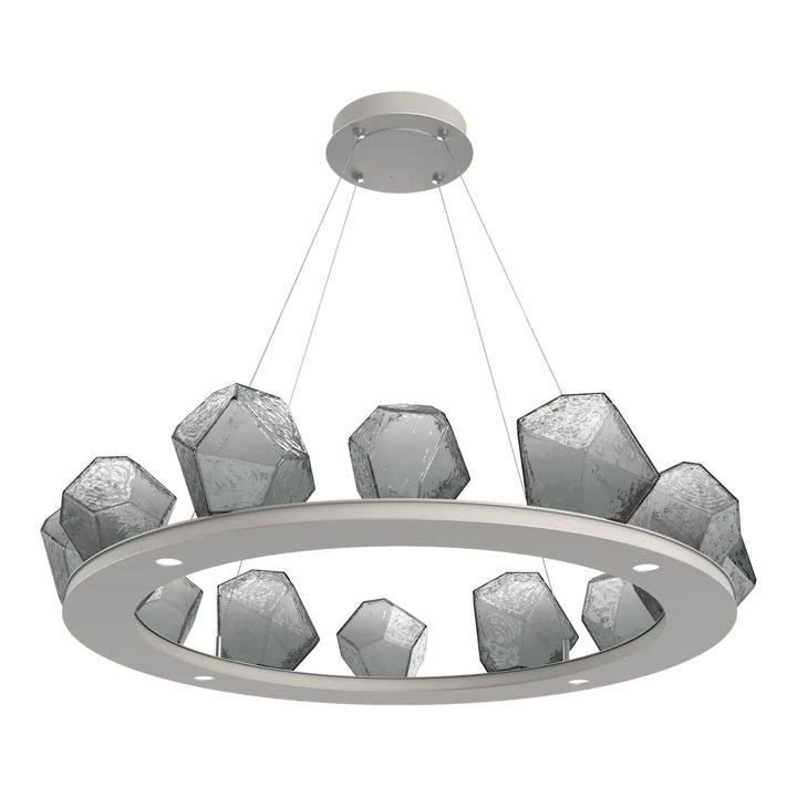 Gem Ring Chandelier by Hammerton Studio in Beige Silver with Smoke glass (Medium)
