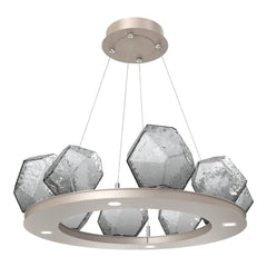 Gem Ring Chandelier by Hammerton Studio in Beige Silver with Smoke glass (Small)