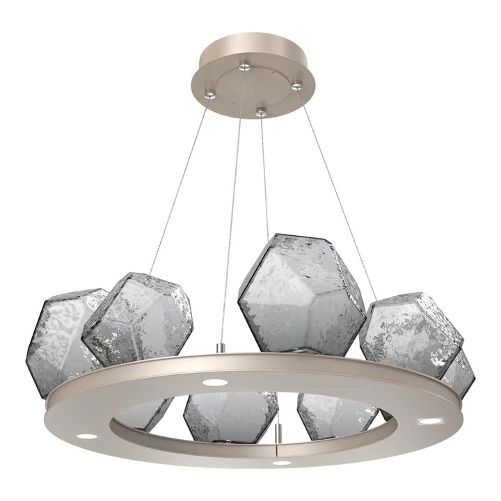 Gem Ring Chandelier by Hammerton Studio in Beige Silver with Smoke glass (Small)