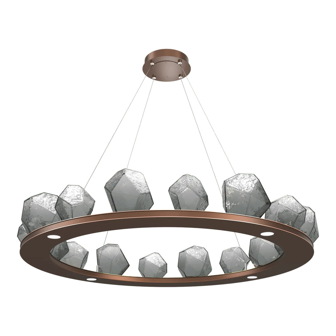 Gem Ring Chandelier by Hammerton Studio in Burnished Bronze with Smoke glass (Large)