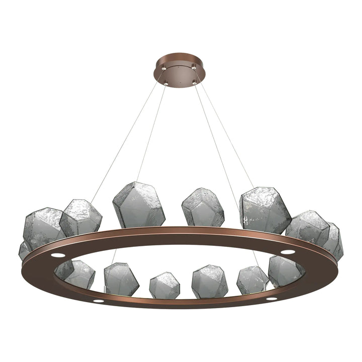 Gem Ring Chandelier by Hammerton Studio in Burnished Bronze with Smoke glass (Large)