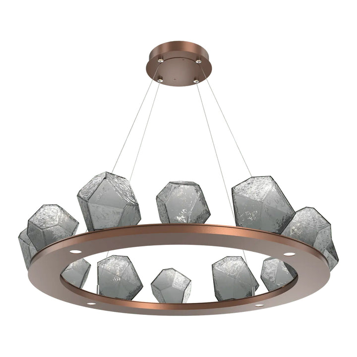 Gem Ring Chandelier by Hammerton Studio in Burnished Bronze with Smoke glass (Medium)