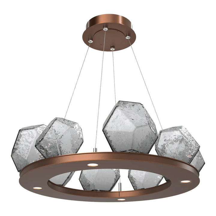 Gem Ring Chandelier by Hammerton Studio in Burnished Bronze with Smoke glass (Small)
