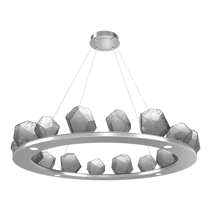 Gem Ring Chandelier by Hammerton Studio in Classic Silver with Smoke glass (Large)