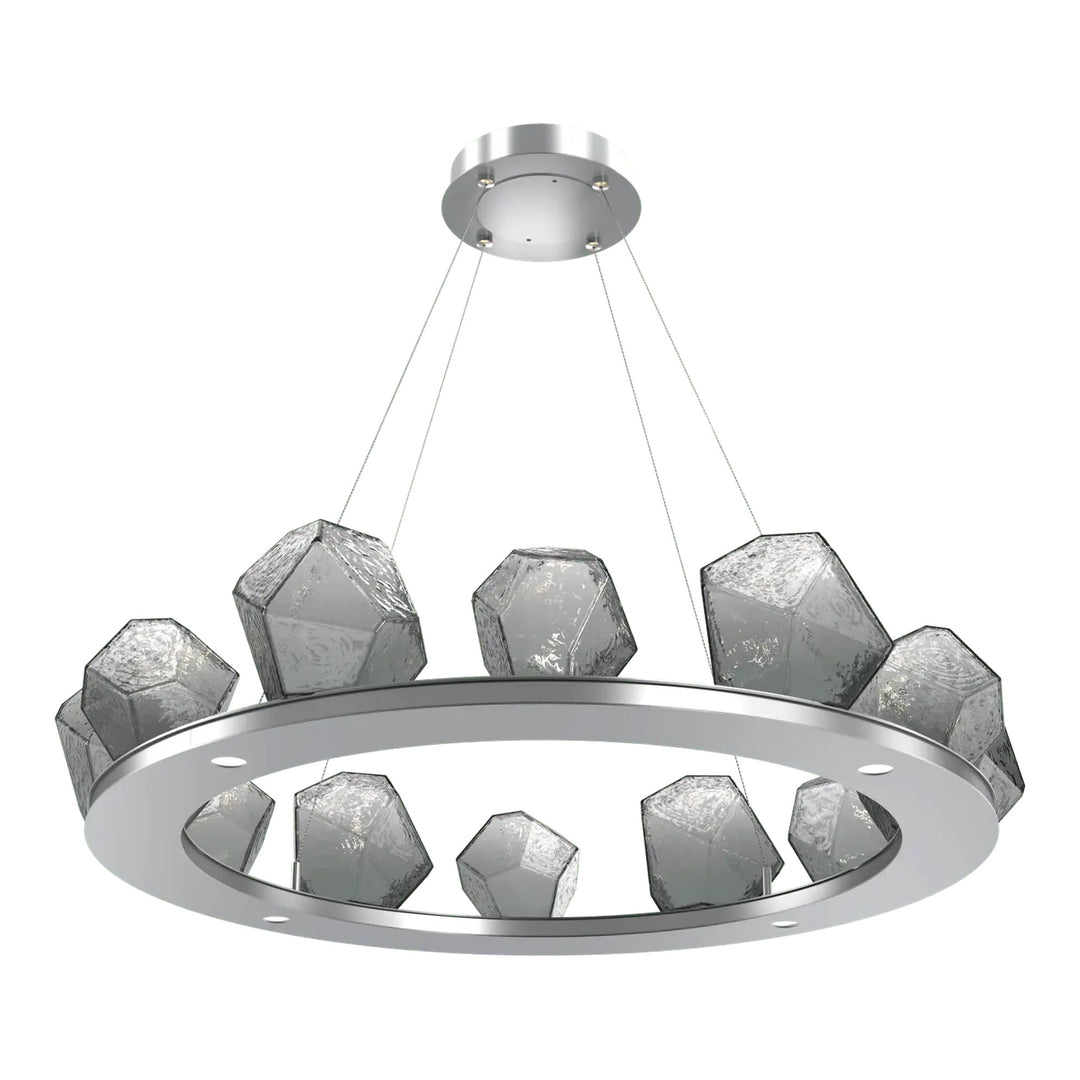 Gem Ring Chandelier by Hammerton Studio in Classic Silver with Smoke glass (Medium)