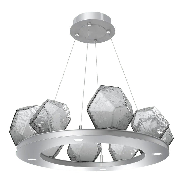 Gem Ring Chandelier by Hammerton Studio in Classic Silver with Smoke glass (Small)