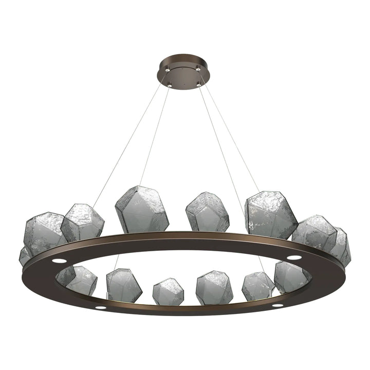 Gem Ring Chandelier by Hammerton Studio in Flat Bronze with Smoke glass (Large)