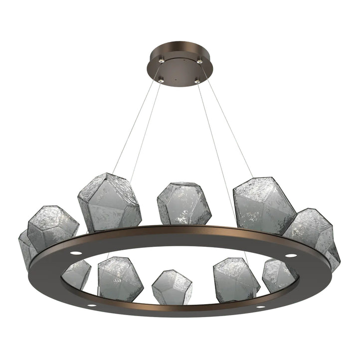 Gem Ring Chandelier by Hammerton Studio in Flat Bronze with Smoke glass (Medium)