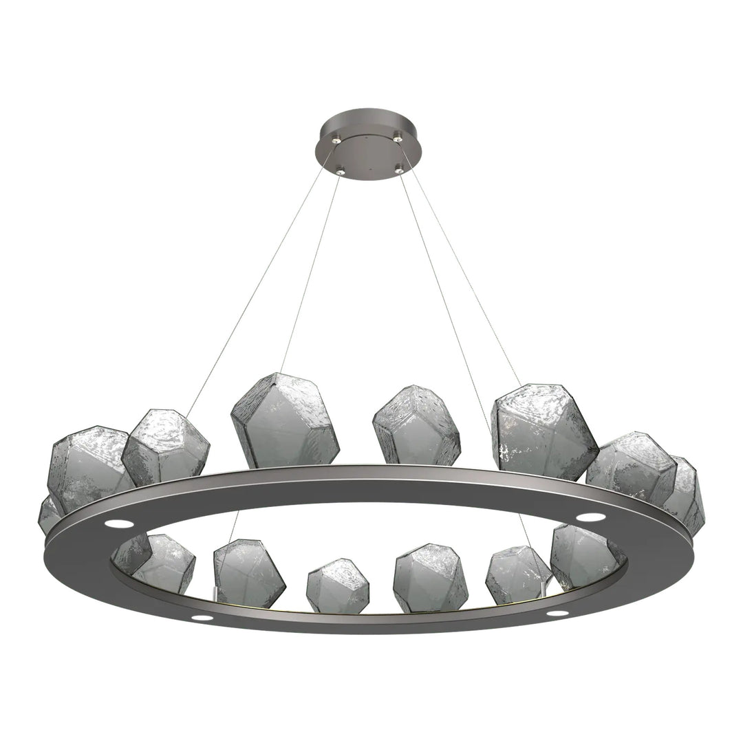 Gem Ring Chandelier by Hammerton Studio in Graphite with Smoke glass (Large)