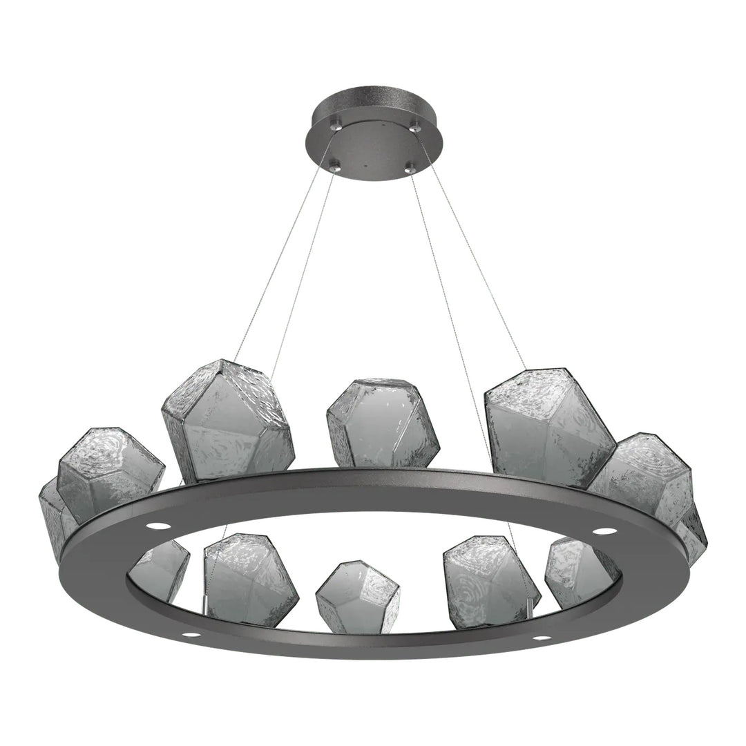 Gem Ring Chandelier by Hammerton Studio in Graphite with Smoke glass (Medium)