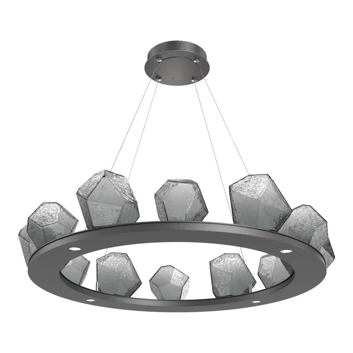 Gem Ring Chandelier by Hammerton Studio in Graphite with Smoke glass (Medium)