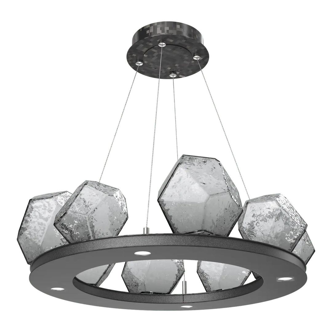 Gem Ring Chandelier by Hammerton Studio in Graphite with Smoke glass (Small)