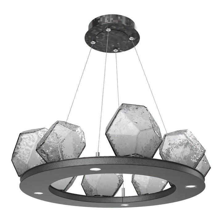 Gem Ring Chandelier by Hammerton Studio in Graphite with Smoke glass (Small)