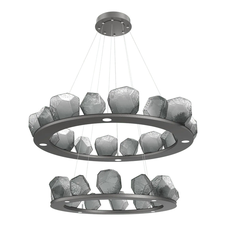 Gem Ring Chandelier by Hammerton Studio in Graphite with Smoke glass (Two-Tier)