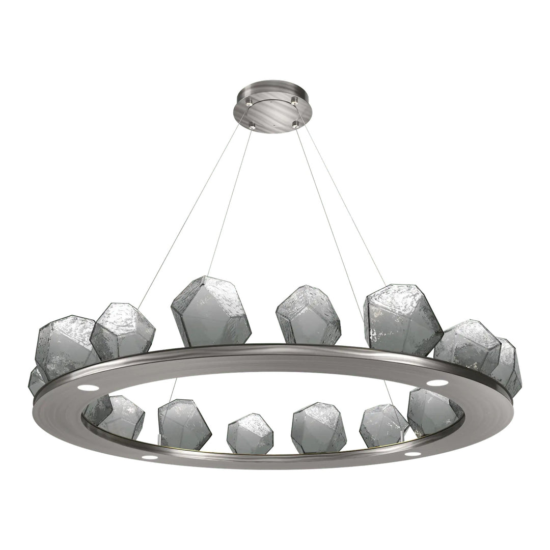 Gem Ring Chandelier by Hammerton Studio in Gunmetal with Smoke glass (Large)