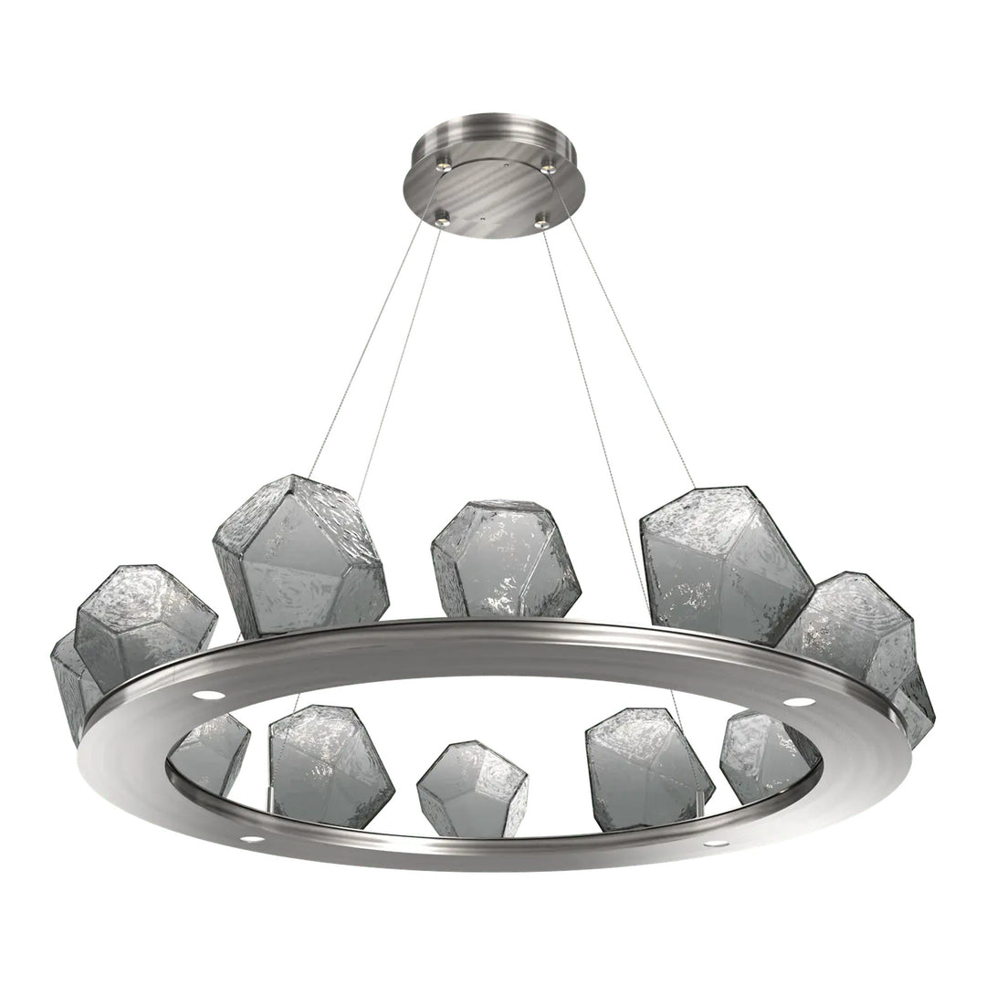 Gem Ring Chandelier by Hammerton Studio in Gunmetal with Smoke glass (Medium)