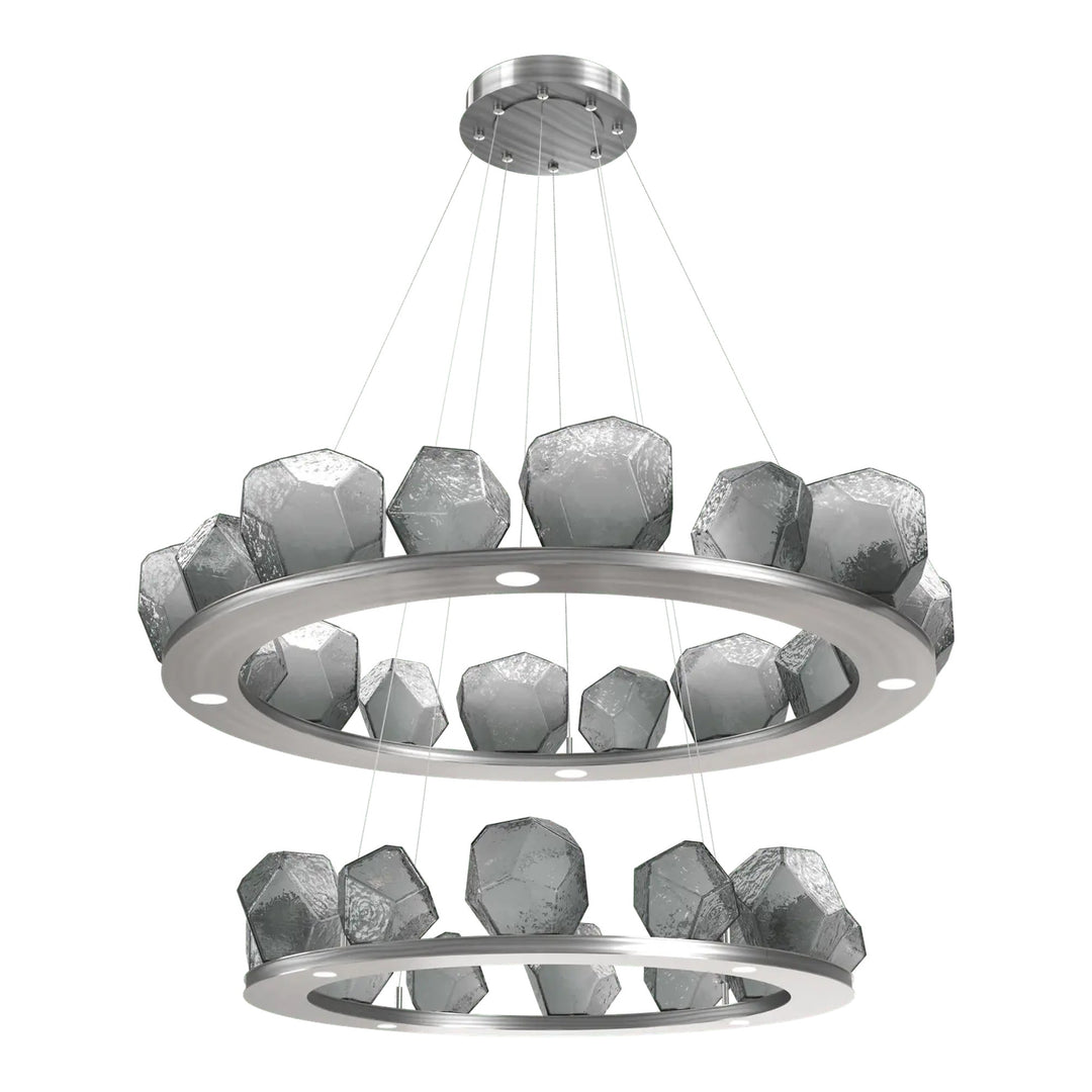 Gem Ring Chandelier by Hammerton Studio in Gunmetal with Smoke glass (Two-Tier)